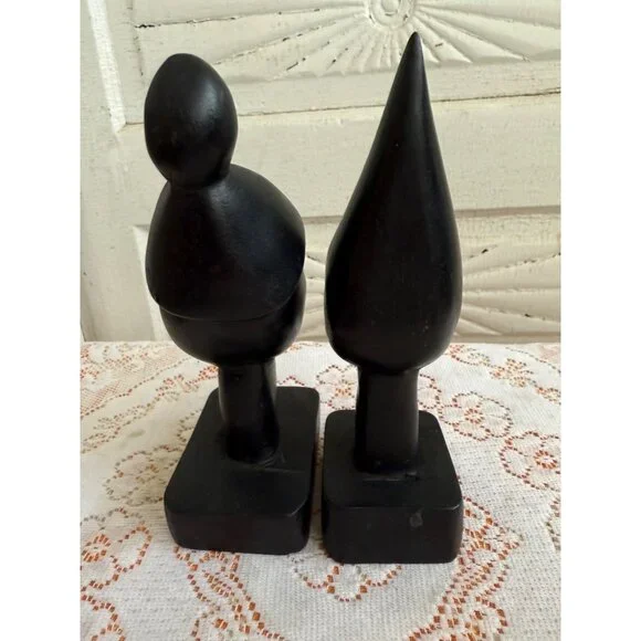 Vintage MCM Pair of Carved Ebony wood African Busts - Picture 3 of 9